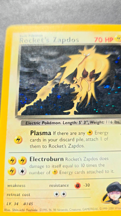 Pokemon TCG Rocket's Zapdos 15/132 Gym Challenge Holo partial Swirl LP Ungraded - Image 2