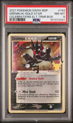 PSA 8 Greninja Gold Star SWSH144 Pokemon Celebrations ETB Promo NM-MT - Image 1