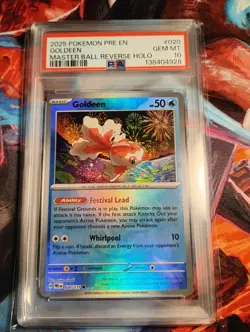 Pokemon Goldeen Master Ball Prismatic Evolutions 020/131 Psa10 - Image 1
