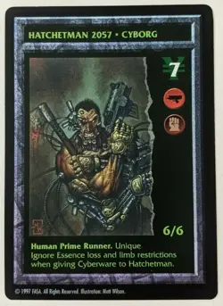 Hatchetman 2057 Cyborg Shadowrun TCG PROMO CCG Card 1997 FASA Matt Wilson Art - Image 1