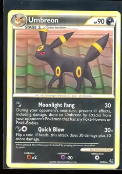 💫 Umbreon 10/90 HGSS Pokemon card Undaunted Regular Rare Card (non holo) LP+ - Image 1