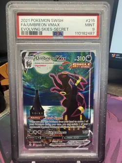 Pokemon Umbreon VMAX 215/203 Alt Art - Moonbreon Evolving Skies PSA 9 - W GUARD - Image 1