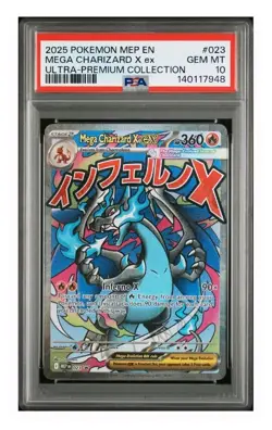 2025 POKEMON MEP EN-ME BLACK STAR PROMO #023 MEGA CHARIZARD X EX PSA 10 - Image 1