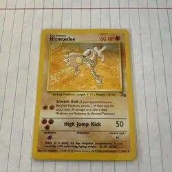 Pokemon TCG Hitmonlee Fossil Holo Card 7/62 Unlimited Rare - Image 1