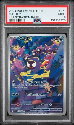Pokemon Gastly Holo Illustration Rare Card 177/162 SV05: Temporal Forces PSA 9 - Image 1