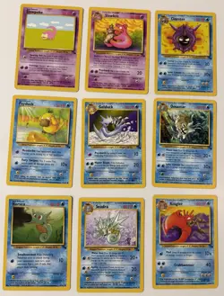 Fossil lot of 9 No Duplicates Vintage Pokemon TCG Cards LP-MP Psyduck/Golduck+ - Image 1