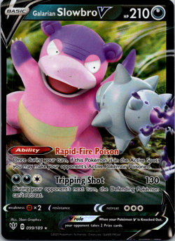 Galarian Slowbro V 099/189 Darkness Ablaze Ultra Rare Holo Pokemon Card NM - Image 1