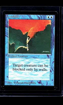 1993 MTG Magic The Gathering LEB Beta Edition Vintage Blue Card Invisibility MP - Image 1