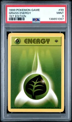1999 POKEMON BASE SET 1ST EDITION #99 GRASS ENERGY PSA 9 - Image 1