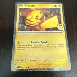 Pokemon TCG Pikachu 051/162 TEFEN Holo Promo Basic 70HP Random Spark English - Image 1
