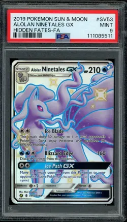 Pokemon PSA 9 Alolan Ninetales GX SV53/SV94 Sun & Moon Hidden Fates Shiny Vault - Image 1