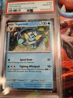 Pokemon Vaporeon Promo Poster Collection 168 Prismatic Evolution Psa10 - Image 1