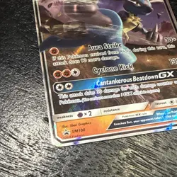 Pokemon - Lucario GX ULTRA RARE Black Star Promo SM100 TCG Card Holo Foil - Image 4