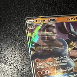 Pokemon - Lucario GX ULTRA RARE Black Star Promo SM100 TCG Card Holo Foil - Image 5