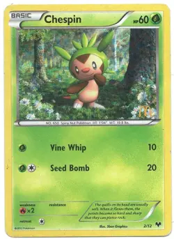 Chespin McDonalds 2014 Pokemon Promo #2 Holo Card English Collectible TCG Single - Image 1