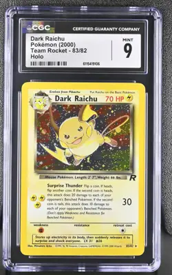 CGC 9 MINT Dark Raichu 2000 Team Rocket 83/82 Holo Pokemon Card - Image 1