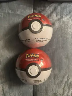 2 Two Pokemon TCG PokeBall Tin 3 Packs A24 Regular Red Ball NEW FACTORY SEALED - Image 1