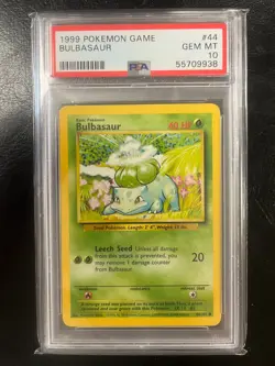 Pokemon TCG Bulbasaur Base Set 1999 PSA 10, Card 44/102 Vintage GEM MT - Image 1