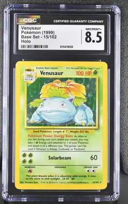 CGC 8.5 Venusaur 1999 Base Set 15/102 Holo Pokemon Card - Image 1