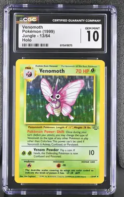 CGC 10 GEM MINT Venomoth 1999 Jungle 13/64 Holo Pokemon Card - Image 1