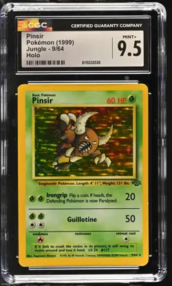 CGC 9.5 MINT+ Pinsir 1999 Jungle 9/64 Holo Pokemon Card - Image 1
