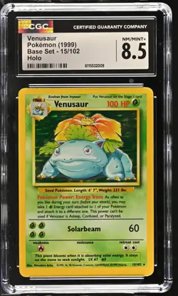 CGC 8.5 Venusaur 1999 Base Set 15/102 Holo Pokemon Card - Image 1