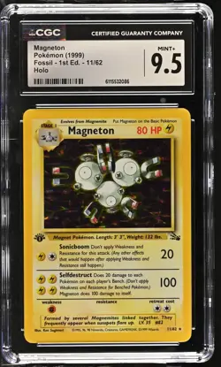 CGC 9.5 MINT+ Magneton 1999 Fossil 1st Edition 11/62 Holo Pokemon Card - Image 1