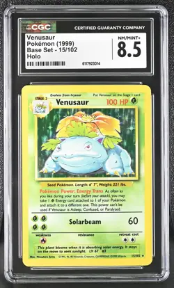 CGC 8.5 Venusaur 1999 Base Set 15/102 Holo Pokemon Card - Image 1