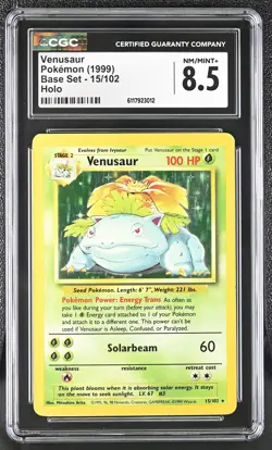 CGC 8.5 Venusaur 1999 Base Set 15/102 Holo Pokemon Card - Image 1