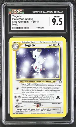 CGC 9.5 MINT+ Togetic 2000 Neo Genesis 16/111 Holo Pokemon Card - Image 1