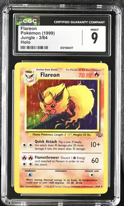 CGC 9 MINT Flareon 1999 Jungle 3/64 Holo Pokemon Card - Image 1