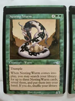 MTG Miss Print Miss Cut exceptionally rare Nemesis twin x2 Nesting Wurm Uncommon - Image 2