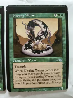 MTG Miss Print Miss Cut exceptionally rare Nemesis twin x2 Nesting Wurm Uncommon - Image 3