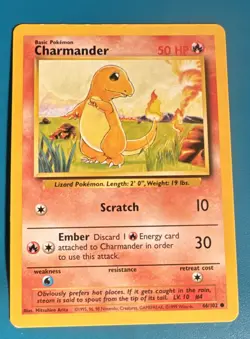 Pokemon TCG Charmander Base Set 46/102 1999 50 HP Common English Card - Image 1