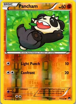 Pokemon - Pancham - 71/122 - XY Breakpoint - Reverse Holo - LP - Image 1