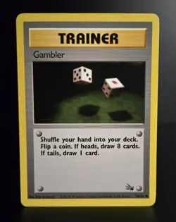Pokemon TCG - GAMBLER - 60/62 - UNLIMITED - FOSSIL (1999) - WOTC - LP/NM - Image 1