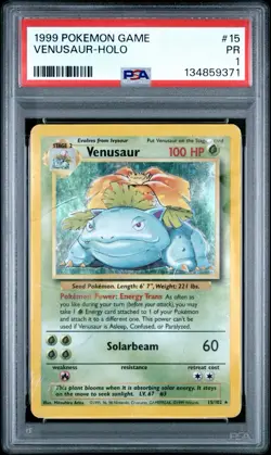 PSA 1 Venusaur 15/102 Base Set Holo Foil 1999 Pokemon WoTC PR - Image 1