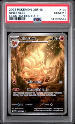 2023 POKEMON OBF EN-OBSIDIAN FLAMES ILLUSTRATION RARE #199 NINETALES PSA 10 - Image 1