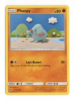 Phanpy 111/214 Pokemon Sun & Moon Lost Thunder Common Trading Card Game - Image 1