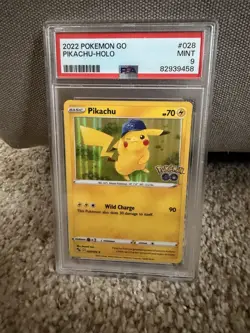 Pokemon Pikachu TCG Holo Rare Card 028/078 Pokemon Go 2022 PSA 9 - Image 1