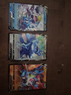 Pokemon TCG V Cards Lot of 3 - Sword & Shield Holo Crabominable Dialga Lucario - Image 1