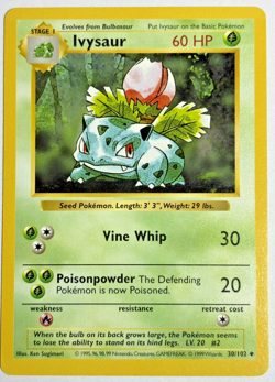 Pokemon TCG Ivysaur (Shadowless) Uncommon Card #30/102 Base Set - Image 1