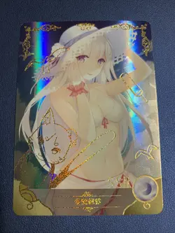 Emilia Re:zero 98 Life Holo Foil SSR Goddess Doujin TCG Anime Waifu Card Girl - Image 1