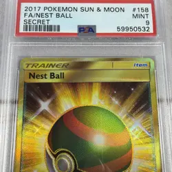 PSA 9 Nest Ball Secret Rare – Pokemon Sun & Moon #158 - Image 3