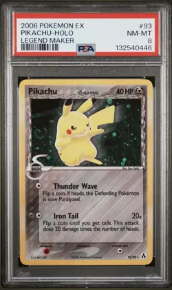 2006 POKEMON EX LEGEND MAKER #93 PIKACHU HOLO Graded PSA 8 - Image 1