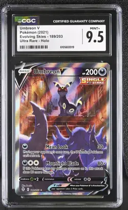 2021 Pokemon Umbreon V 189/203 Evolving Skies Holo Ultra Rare CGC 9.5 - Image 1