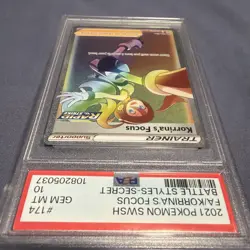 PSA 10 Gem - Korrinas Focus 174/163 Battle Styles Pokemon Rainbow Secret Rare - Image 3
