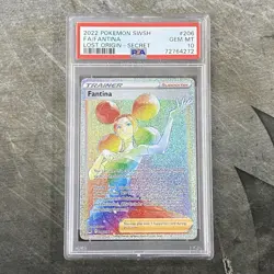 2022 Pokemon Full Art Fantina Lost Origin Rainbow Secret PSA Gem Mint 10 206/196 - Image 1