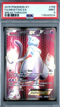 2015 POKEMON XY MEWTWO EX Breakthrough #158 PSA 9 MINT - Image 1
