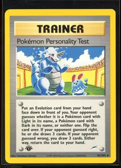 Pokemon Personality Test U Trainer 102/105 Ex/NM 1st Edition Neo Destiny Pokemon - Image 1